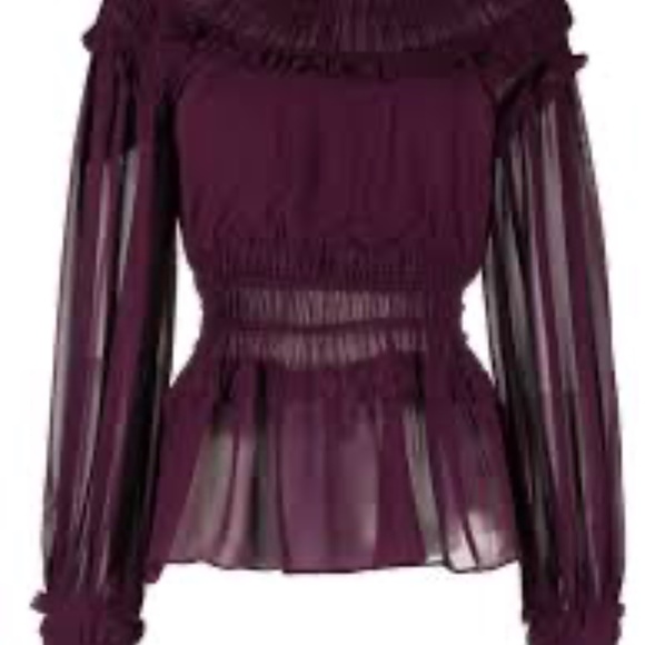 Farm Rio Burgundy Ruffled Blouse! Size S NEW with TAGS - Picture 9 of 13
